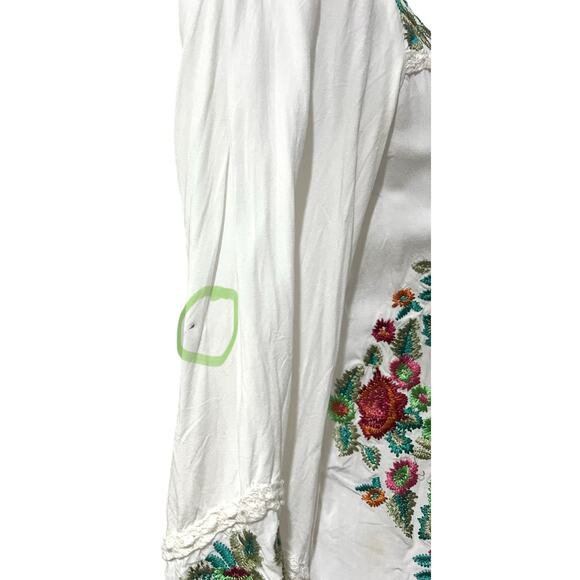 Sundance White Embroidered Top Floral Long Sleeve Peasant Boho Tunic Women’s XS - Picture 8 of 11